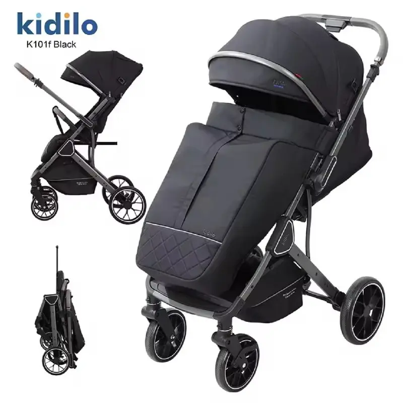 Kidilo K101F საბავშვო ეტლი — ავტომატური დაკეცვით, ორმხრივი სახელურით და UPF 50+ კაპიშონით - Image 3