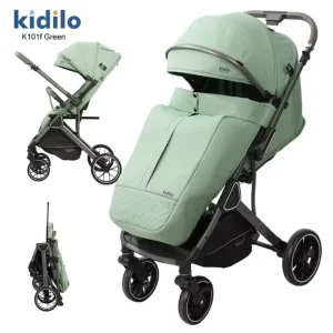 Kidilo K101F საბავშვო ეტლი — ავტომატური დაკეცვით, ორმხრივი სახელურით და UPF 50+ კაპიშონით